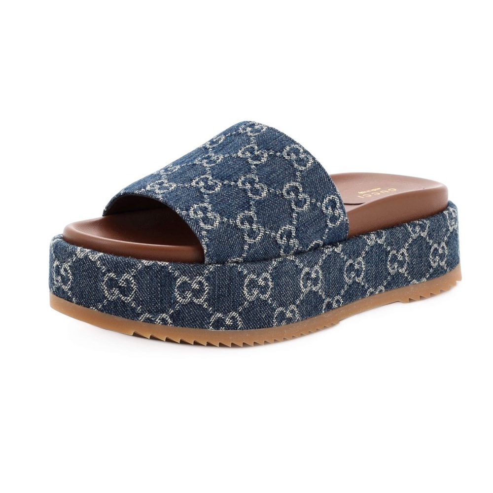 Gucci Angelina Denim platform slide